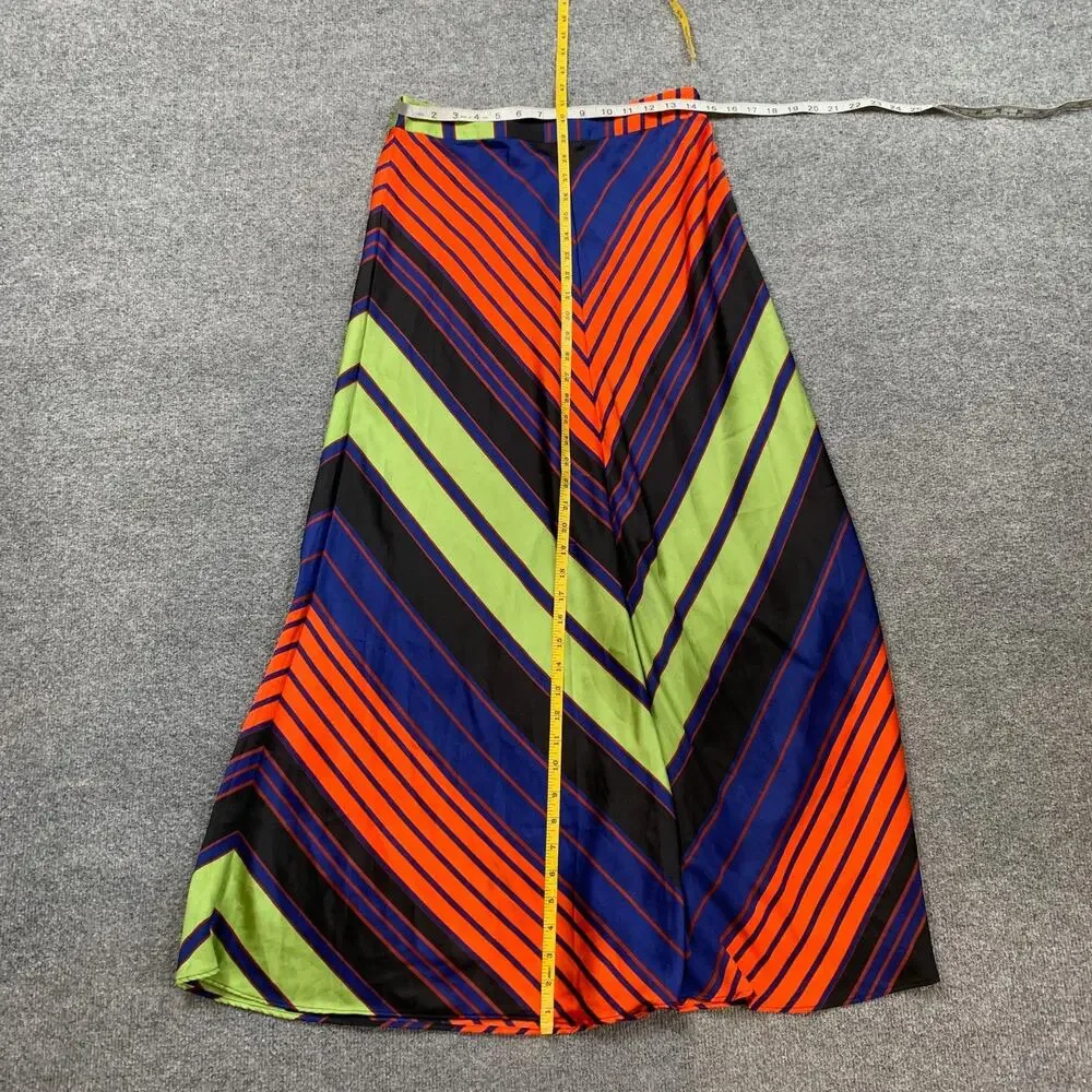 Free People Skirt Womens 4 Chevron Stripe Satin Rio Maxi Olympia Combo A Line